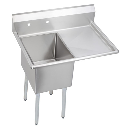 Elkay Dependabilt Stainless Steel 36-1/2" x 25-13/16" x 43-3/4" 18 Gauge One Compartment Sink w/ 18" Right Drainboard and Stainless Steel Legs