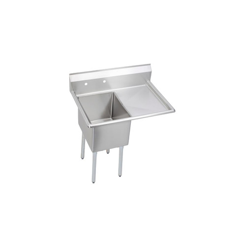 Elkay Dependabilt Stainless Steel 38-1/2" x 29-13/16" x 43-3/4" 16 Gauge One Compartment Sink w/ 18" Right Drainboard and Stainless Steel Legs