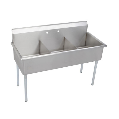Elkay Dependabilt Stainless Steel 39" x 24-1/2" x 42" 18 Gauge Three Compartment Budget Sink with Stainless Steel Legs
