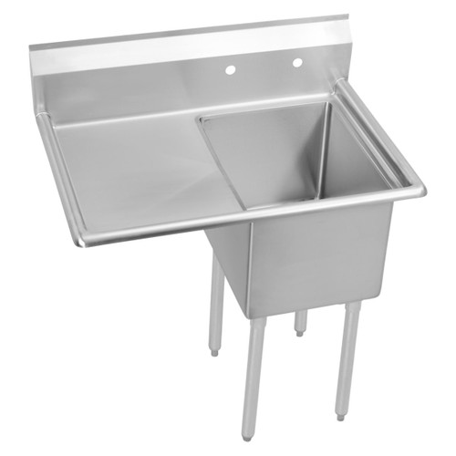 Elkay Dependabilt Stainless Steel 42-1/2" x 25-13/16" x 43-3/4" 18 Gauge One Compartment Sink w/ 20" Left Drainboard and Stainless Steel Legs