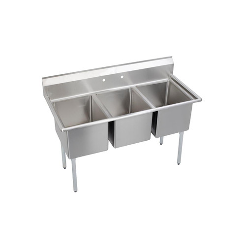 Elkay Dependabilt Stainless Steel 57" x 25-13/16" x 43-3/4" 16 Gauge Three Compartment Sink with Stainless Steel Legs