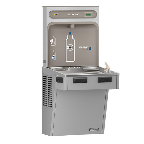 Elkay ezH2O Bottle Filling Station with Mechanically Activated Single ADA Cooler Filtered Refrigerated Light Gray