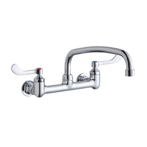 Elkay Foodservice 8" Centerset Wall Mount Faucet with 12" Arc Tube Spout 4" Wristblade Handles 1/2" Offset Inlets