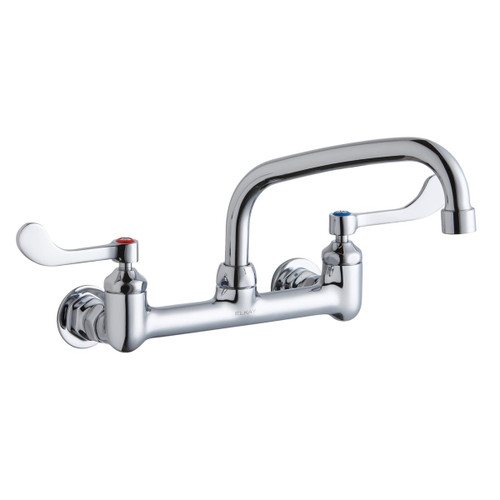 Elkay Foodservice 8" Centerset Wall Mount Faucet with 8" Arc Tube Spout 4" Wristblade Handles 1/2" Offset Inlets