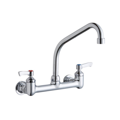 Elkay Foodservice 8" Centerset Wall Mount Faucet with 8" High Arc Spout 2" Lever Handles 1/2" Offset Inlets Chrome