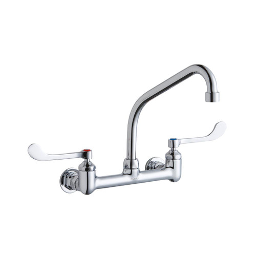 Elkay Foodservice 8" Centerset Wall Mount Faucet with 8" High Arc Spout 6" Wristblade Handles 1/2" Offset Inlets