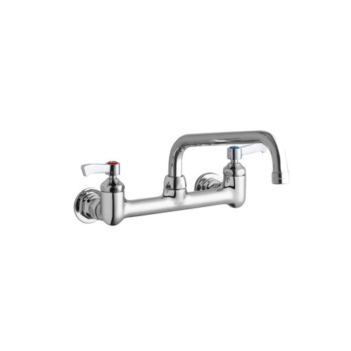 Elkay Foodservice 8" Centerset Wall Mount Faucet with 8" Tube Spout 2" Lever Handles 1/2" Offset Inlets Chrome