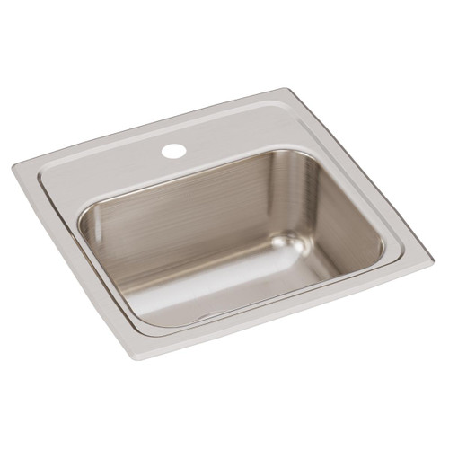 Elkay Lustertone Classic Stainless Steel 15" x 15" x 7-1/8" 1-Hole Single Bowl Drop-in Bar Sink with 3-1/2" Drain