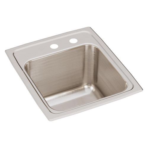 Elkay Lustertone Classic Stainless Steel 15" x 17-1/2" x 10" MR2-Hole Single Bowl Drop-in Sink