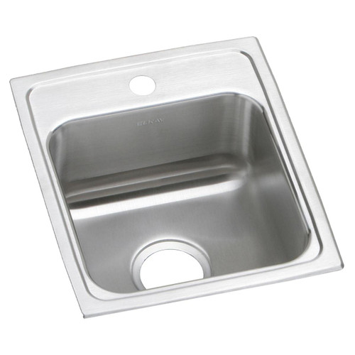 Elkay Lustertone Classic Stainless Steel 15" x 17-1/2" x 6" 1-Hole Single Bowl Drop-in ADA Sink with Quick-clip