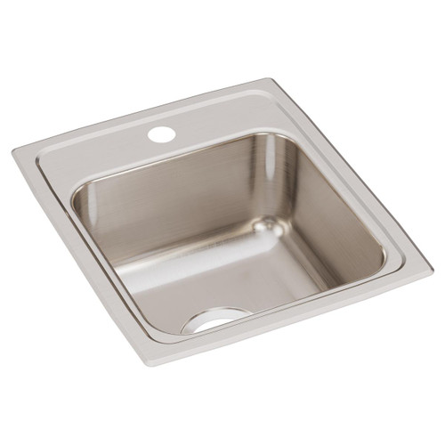 Elkay Lustertone Classic Stainless Steel 15" x 17-1/2" x 7-5/8", 1-Hole Single Bowl Drop-in Bar Sink with Quick-clip