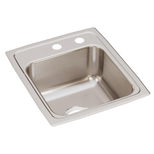 Elkay Lustertone Classic Stainless Steel 15" x 17-1/2" x 7-5/8", MR2-Hole Single Bowl Drop-in Bar Sink