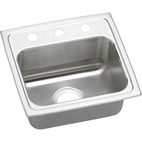 Elkay Lustertone Classic Stainless Steel 17" x 16" x 5-1/2" 1-Hole Single Bowl Drop-in ADA Sink with Quick-clip