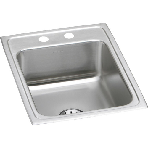 Elkay Lustertone Classic Stainless Steel 17" x 22" x 7-5/8" 2-Hole Single Bowl Drop-in Sink with Perfect Drain