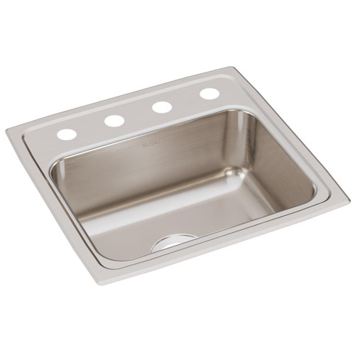 Elkay Lustertone Classic Stainless Steel 19" x 18" x 7-5/8" OS4-Hole Single Bowl Drop-in Sink