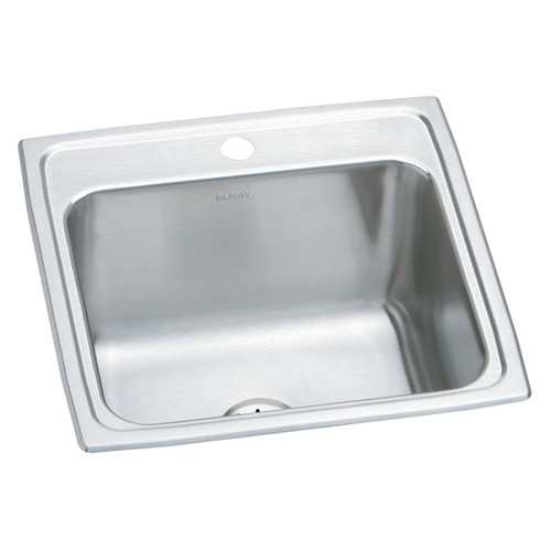 Elkay Lustertone Classic Stainless Steel 19-1/2" x 19" x 10-1/8" 1-Hole Single Bowl Drop-in Laundry Sink w/Perfect Drain