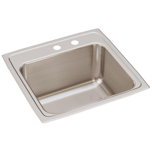 Elkay Lustertone Classic Stainless Steel 19-1/2" x 19" x 10-1/8" MR2-Hole Single Bowl Drop-in Laundry Sink