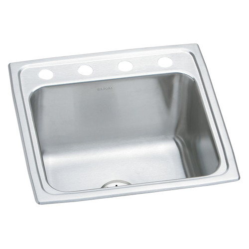 Elkay Lustertone Classic Stainless Steel 19-1/2" x 19" x 10-1/8" OS4-Hole Single Bowl Drop-in Laundry Sink w/Perfect Drain