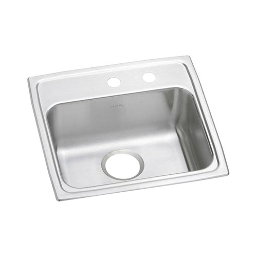 Elkay Lustertone Classic Stainless Steel 19-1/2" x 19" x 5-1/2", MR2-Hole Single Bowl Drop-in ADA Sink