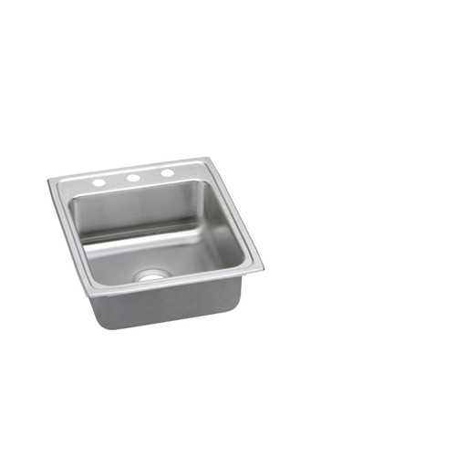 Elkay Lustertone Classic Stainless Steel 19-1/2" x 22" x 6-1/2" 3-Hole Single Bowl Drop-in ADA Sink with Quick-clip