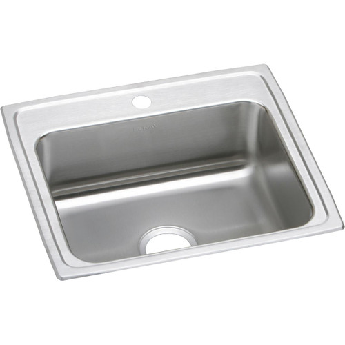 Elkay Lustertone Classic Stainless Steel 22" x 19-1/2" x 7-5/8", 1-Hole Single Bowl Drop-in Sink with Quick-clip