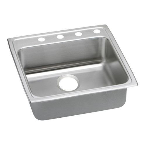 Elkay Lustertone Classic Stainless Steel 22" x 22" x 6" 1-Hole Single Bowl Drop-in ADA Sink with Quick-clip