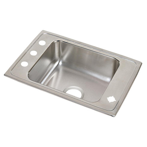 Elkay Lustertone Classic Stainless Steel 25" x 17" x 4" FR2-Hole Single Bowl Drop-in Classroom ADA Sink