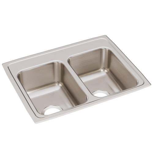 Elkay Lustertone Classic Stainless Steel 25" x 19-1/2" x 7-5/8", 0-Hole Equal Double Bowl Drop-in Sink