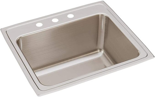 Elkay Lustertone Classic Stainless Steel 25" x 22" x 12-1/8" 3-Hole Single Bowl Drop-in Sink with Quick-clip