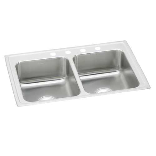 Elkay Lustertone Classic Stainless Steel 37" x 22" x 7-5/8", 0-Hole Equal Double Bowl Drop-in Sink