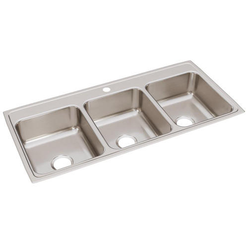 Elkay Lustertone Classic Stainless Steel 46" x 22" x 7-5/8", 1-Hole Triple Bowl Drop-in Sink