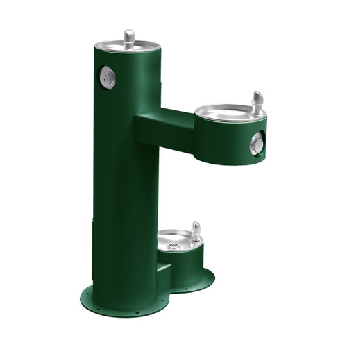 Elkay Outdoor Bi-Level Pedestal Fountain with Pet Station Non-Filtered Non-Refrigerated Evergreen