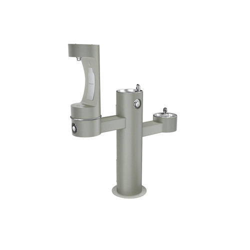Elkay Outdoor ezH2O Middle Bottle Filling Station Tri-Level Pedestal Non-Filtered Non-Refrigerated FR Gray