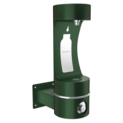 Elkay Outdoor ezH2O Single Arm Bottle Filling Station Wall Mount Non-Filtered Non-Refrigerated Evergreen