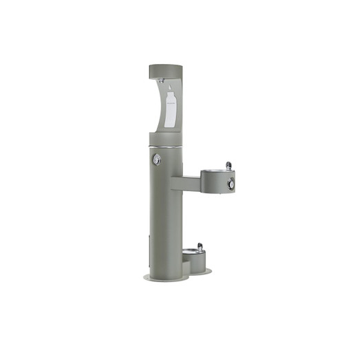 Elkay Outdoor ezH2O Upper Bottle Filling Station Bi-Level Pedestal with Pet Station Non-Filtered NonRefrige Freeze Resistant Gray