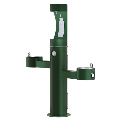Elkay Outdoor ezH2O Upper Bottle Filling Station Tri-Level Pedestal Non-Filtered Non-Refrigerated Evergreen