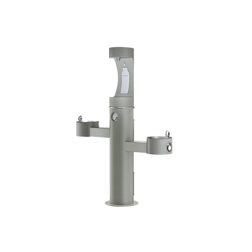 Elkay Outdoor ezH2O Upper Bottle Filling Station Tri-Level Pedestal Non-Filtered Non-Refrigerated Gray