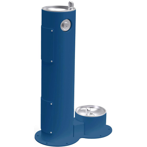 Elkay Outdoor Pedestal Fountain with Pet Station Non-Filtered Non-Refrigerated Freeze Resistant Blue