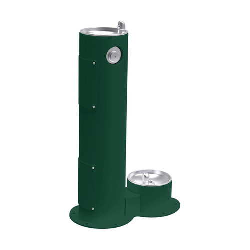 Elkay Outdoor Pedestal Fountain with Pet Station Non-Filtered Non-Refrigerated Freeze Resistant Evergreen