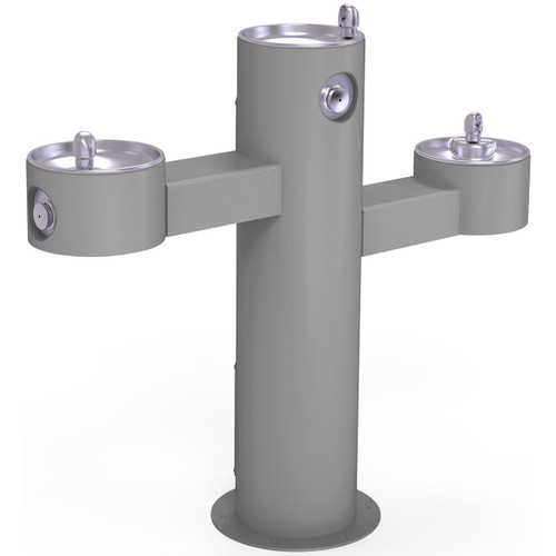 Elkay Outdoor Tri-Level Pedestal Fountain Non-Filtered Non-Refrigerated Freeze Resistant Gray