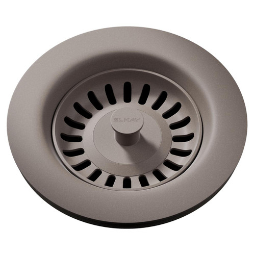 Elkay Polymer Drain Fitting with Removable Basket Strainer and Rubber Stopper Silvermist