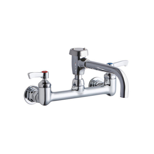 Elkay Service/Utility 8" Centerset Wall Mount Faucet w/7" Vented Spout 2" Lever Handles 1/2" Offset Inlet Chrome