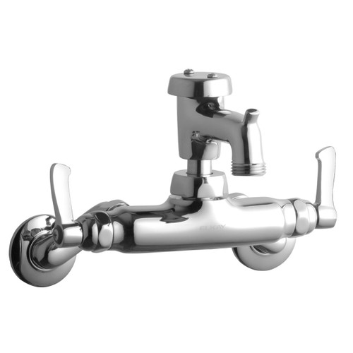 Elkay Service/Utility Single Hole Wall Mount Faucet w/3" Bucket Hook Spout 2" Lever Handles 2" Inlet Chrome