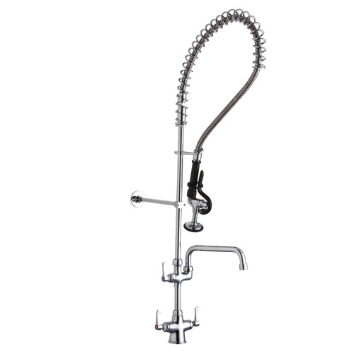 Elkay Single Hole Concealed Deck Mount Faucet 44in Flexible Hose with 1.2 GPM Spray Head + 10" Arc Tube Spout 2" Lever Handles