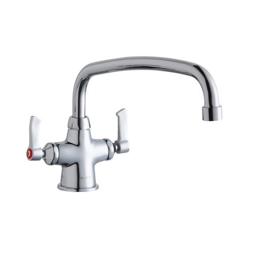 Elkay Single Hole with Concealed Deck Faucet with 12" Arc Tube Spout 2" Lever Handles Chrome