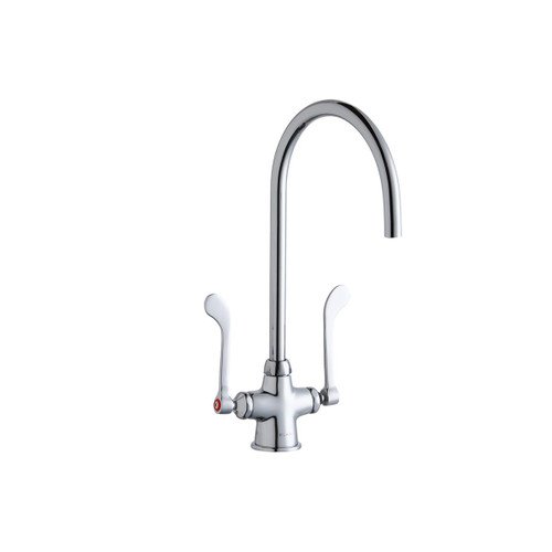 Elkay Single Hole with Concealed Deck Laminar Flow Faucet with 8" Gooseneck Spout 6" Wristblade Handles Chrome