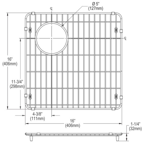 Elkay Stainless Steel 16-5/8" x 16-5/8" x 1" Bottom Grid