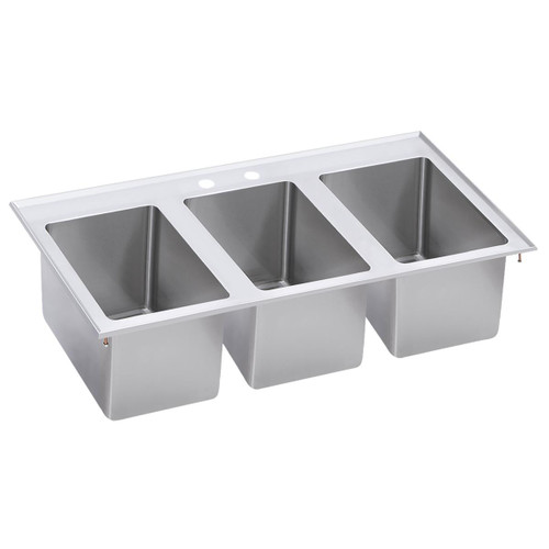 Elkay Stainless Steel 37" x 19" x 10" 18 Gauge Three Drop-In Compartment Sink