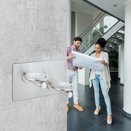 Elkay SwirlFlo Bi-Level Fountain Mechanical Bubbler with Backplate Non-Filtered Non-Refrigerated Stainless