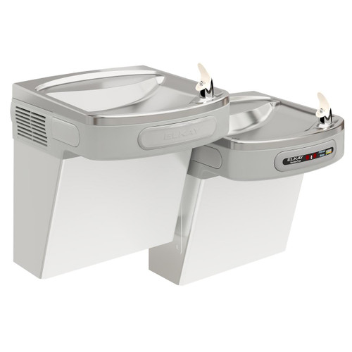 Elkay Wall Mount Versatile Hands-free Activation Bi-level ADA Cooler Filtered Refrigerated Stainless Elkay Wall Mount Versatile Hands-free Activation Bi-level ADA Cooler Filtered Refrigerated Stainless